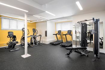 High-Tech Fitness Center at Irving Courts by Reside Apartments, Chicago, Illinois